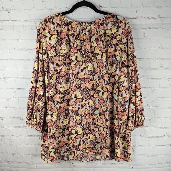 Ava & Viv Long Sleeve Floral Peasant Blouse 2X - Picture 2 of 7